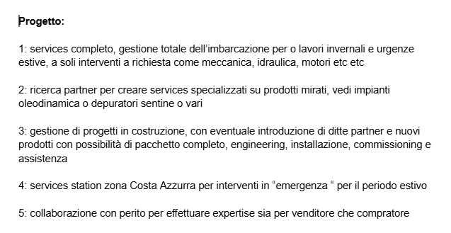 Brief iniziale originale di Prime Nautic Systems